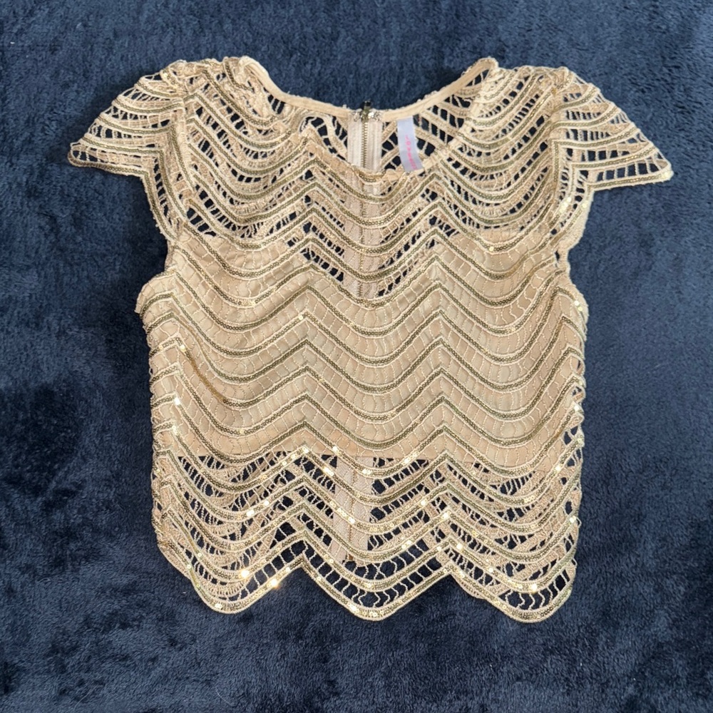 Chic Gold Lace Women's Blouse